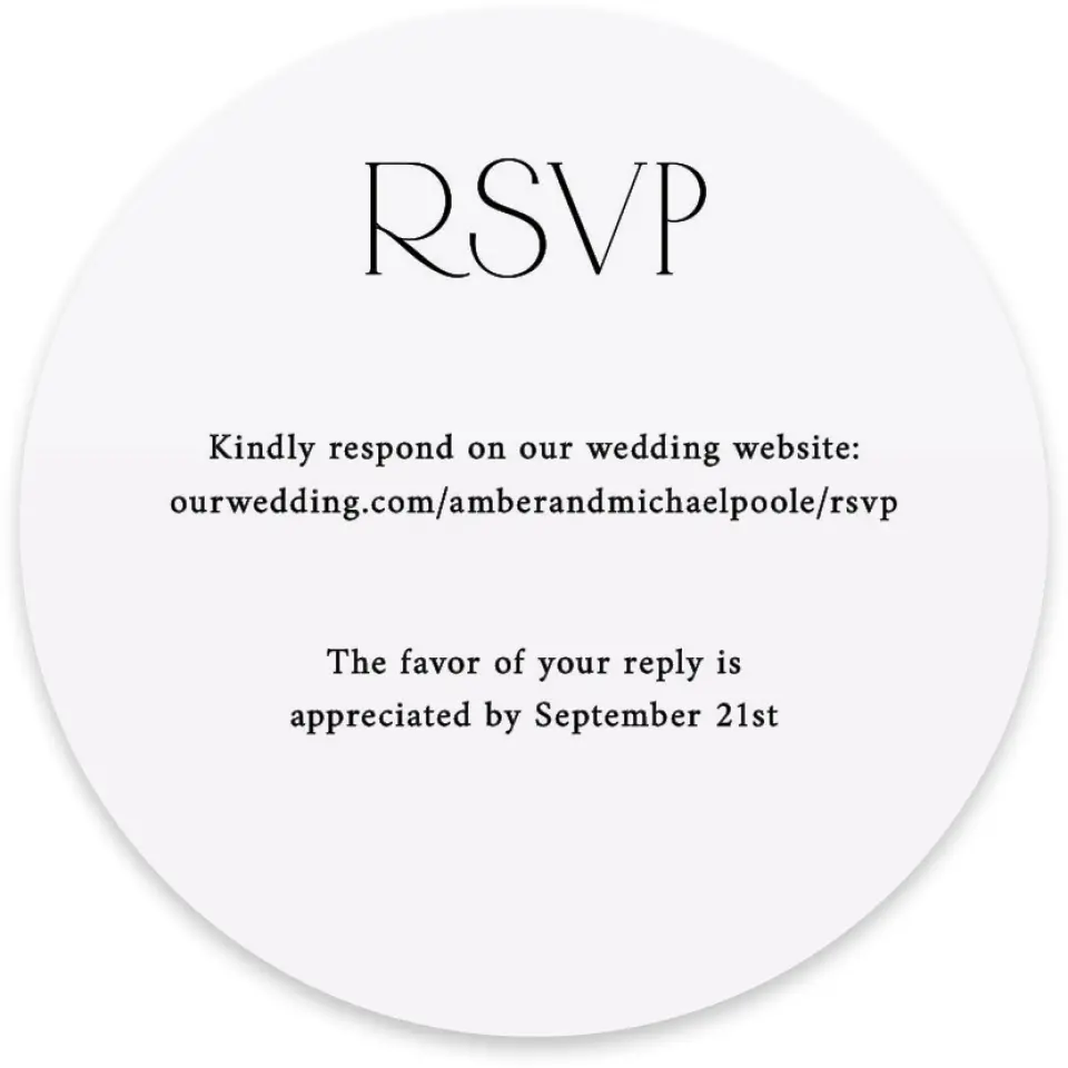 This is a 4" x 4" Wedding Invitation RSVP Postcard called The Amber printed in full color on Luxe Satin paper