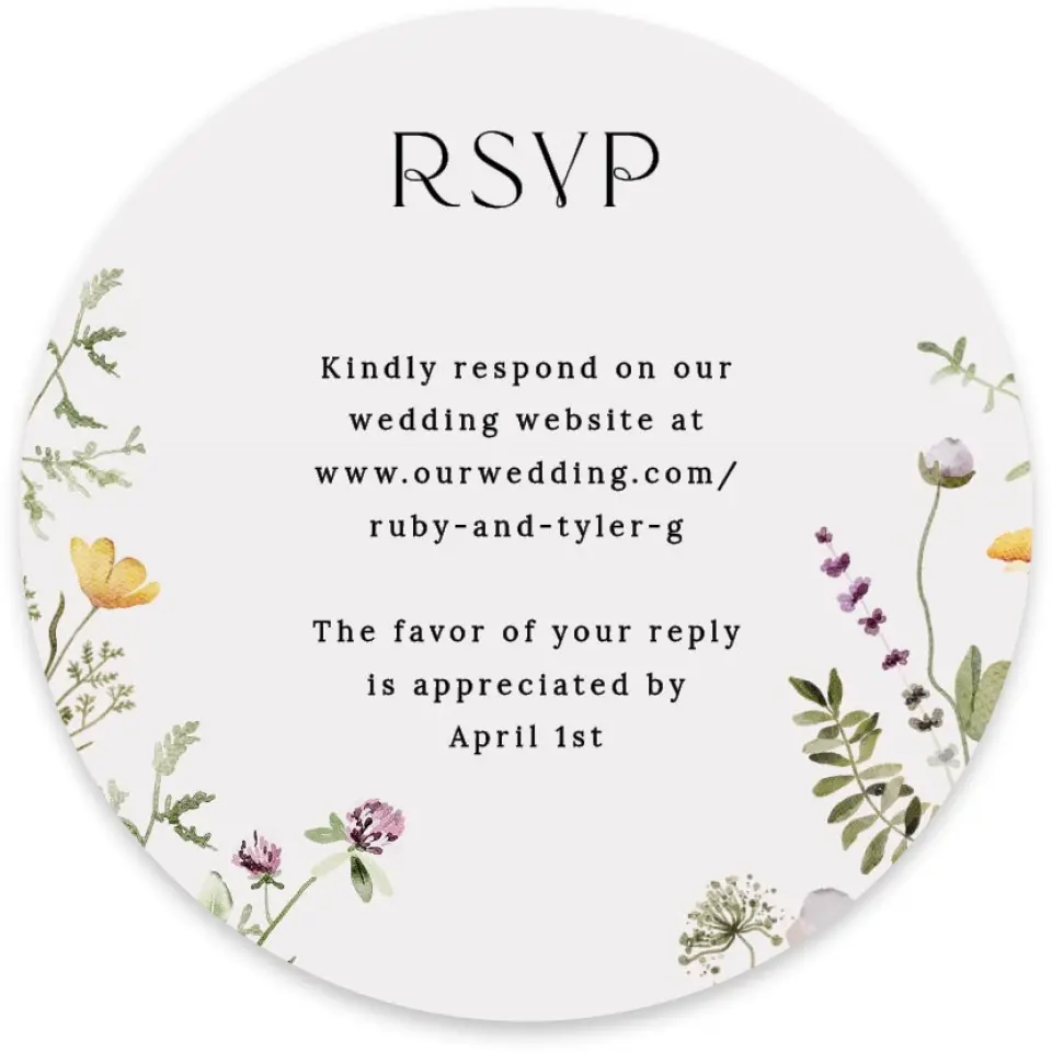 This is a 4" x 4" Wedding Invitation RSVP Postcard called The Ruby printed in full color on Luxe Satin paper