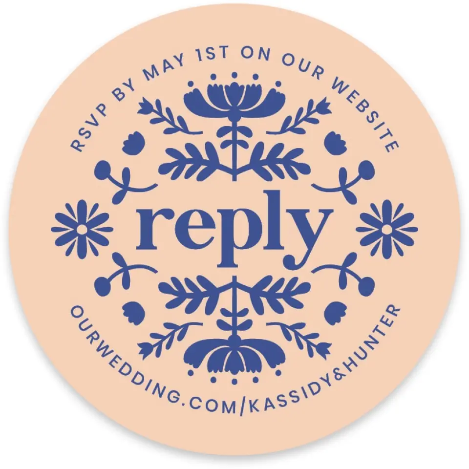 This is a 4" x 4" Wedding Invitation RSVP Postcard called The Kassidy printed in full color on Luxe Satin paper