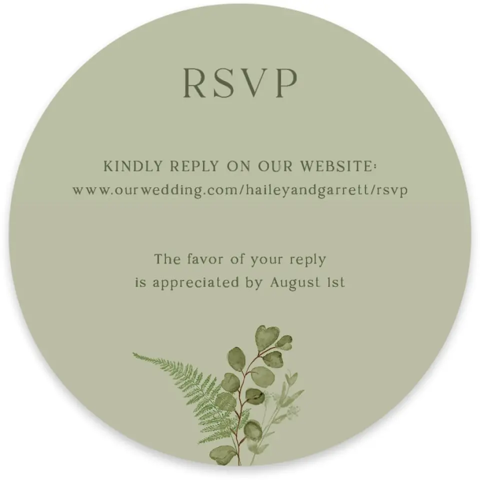 This is a 4" x 4" Wedding Invitation RSVP Postcard called The Hailey printed in full color on Luxe Satin paper