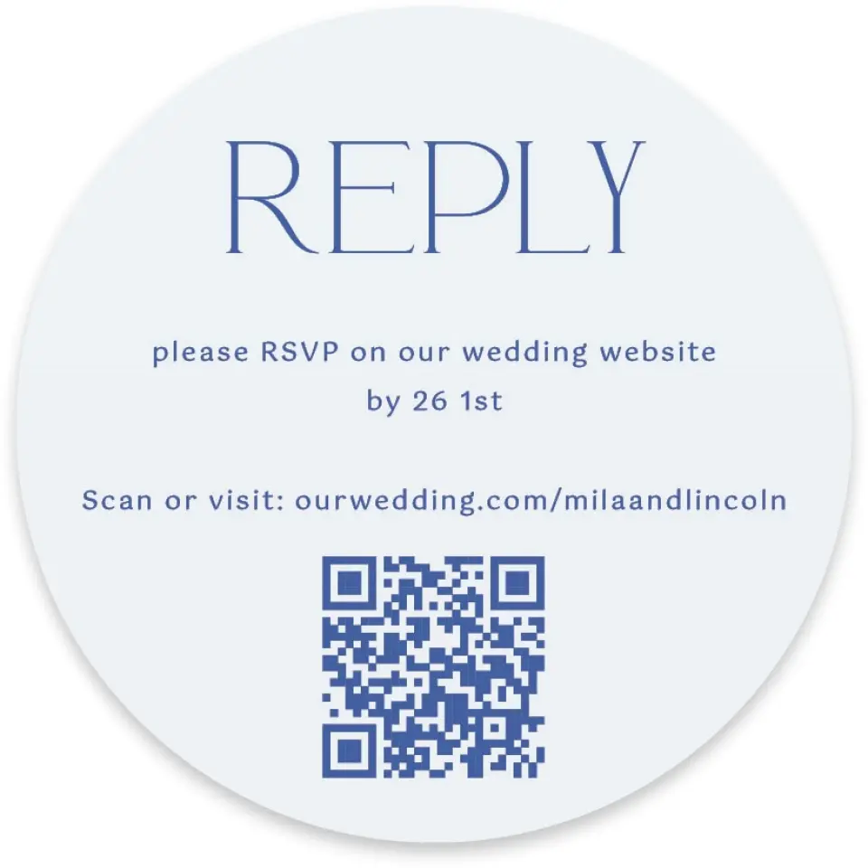 This is a 4" x 4" Wedding Invitation RSVP Postcard called The Mila printed in full color on Luxe Satin paper