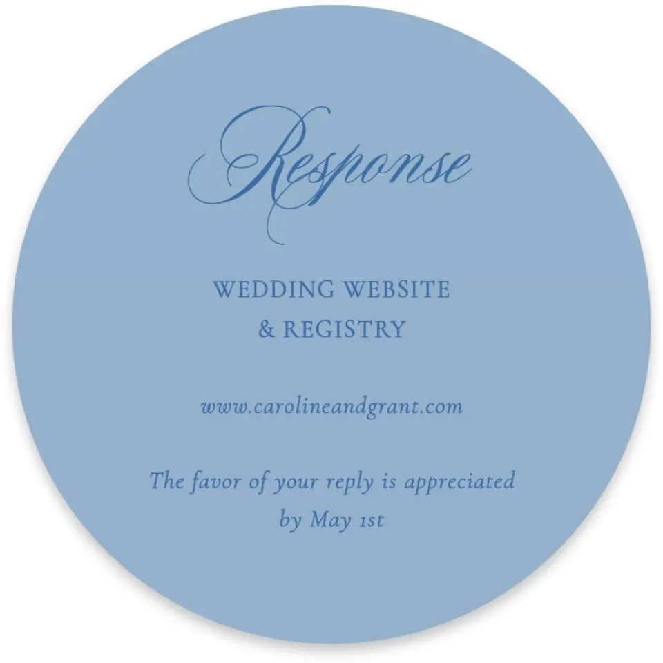 This is a 4" x 4" Wedding Invitation RSVP Postcard called Bradley printed in full color on Luxe Satin paper