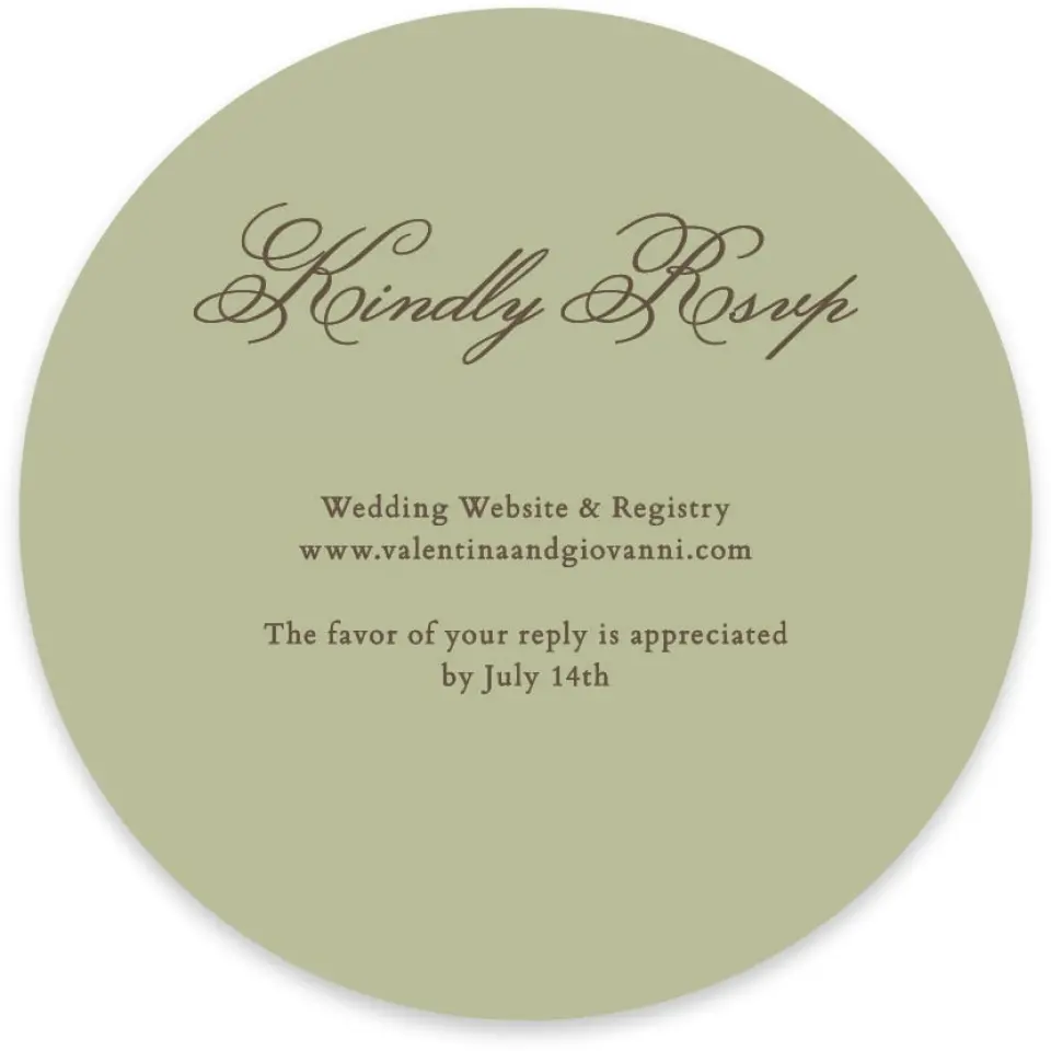 This is a 4" x 4" Wedding Invitation RSVP Postcard called Holloway printed in full color with Silver foil on Luxe Satin paper