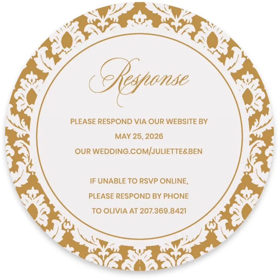This is a 4" x 4" Wedding Invitation RSVP Postcard called Wayzata printed in full color on Luxe Satin paper