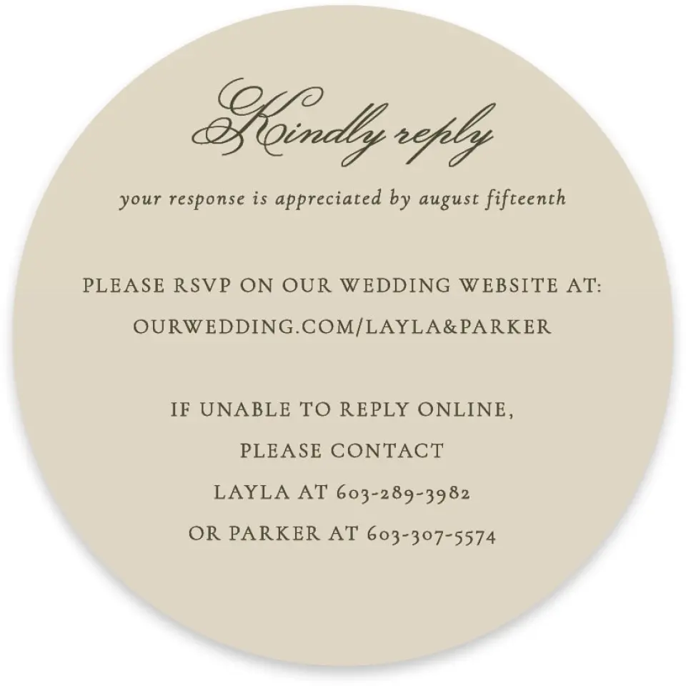 This is a 4" x 4" Wedding Invitation RSVP Postcard called Holderness printed in full color with Silver foil on Luxe Satin paper
