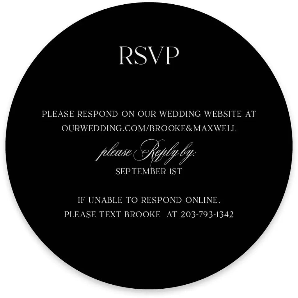 This is a 4" x 4" Wedding Invitation RSVP Postcard called Greenwich printed in full color on Luxe Satin paper