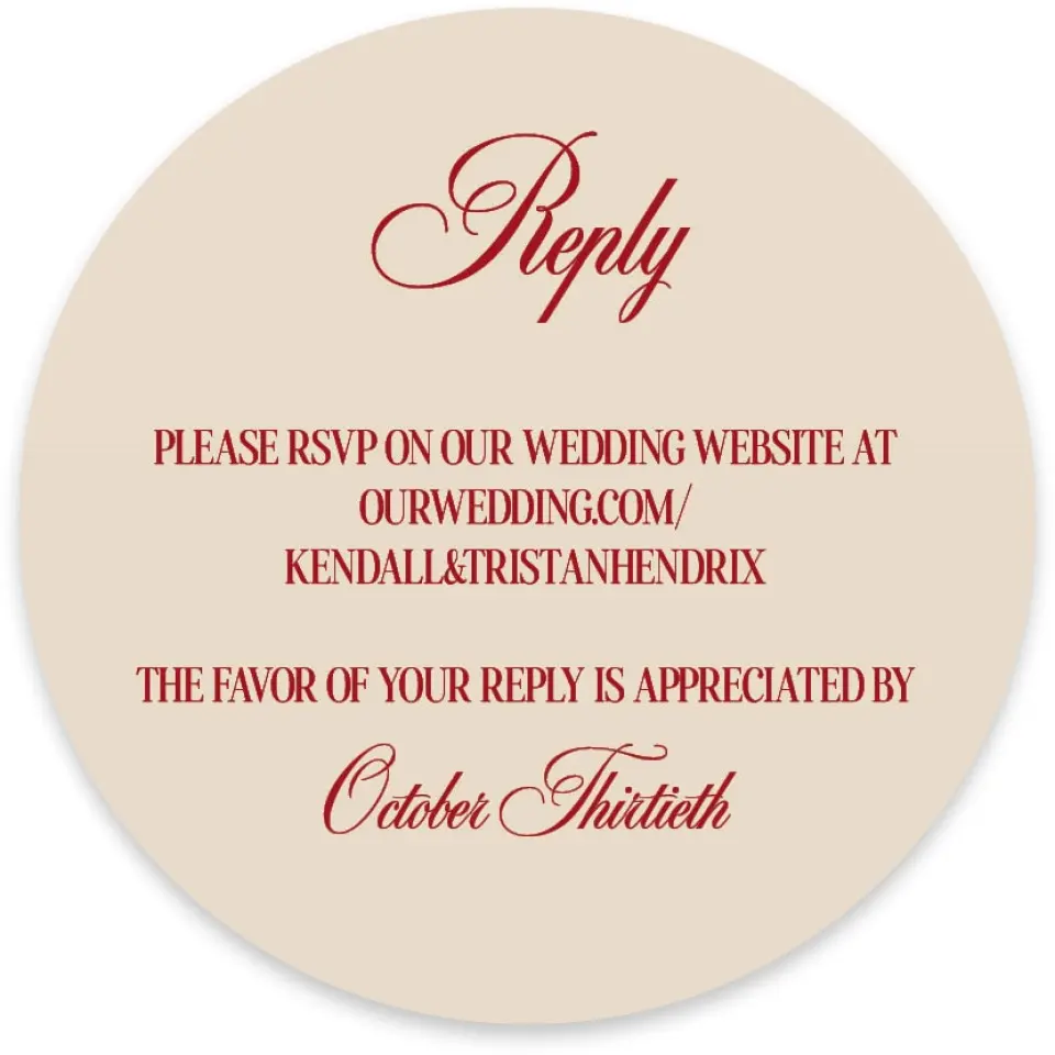 This is a 4" x 4" Wedding Invitation RSVP Postcard called Montecito printed in full color on Luxe Satin paper
