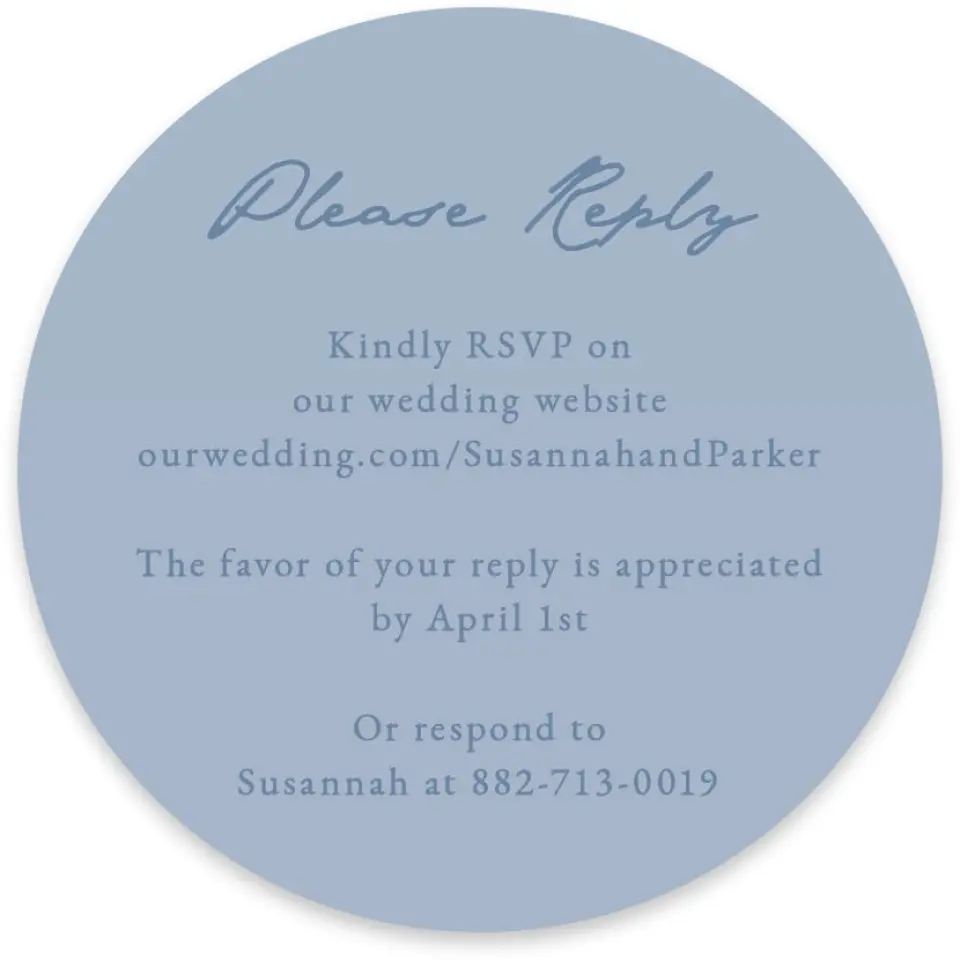 This is a 4" x 4" Wedding Invitation RSVP Postcard called Rosewood printed in full color on Luxe Satin paper