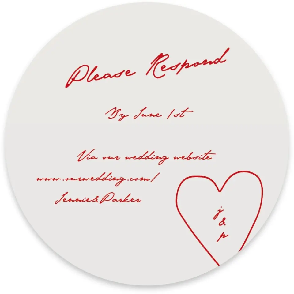 This is a 4" x 4" Wedding Invitation RSVP Postcard called With All Our Love printed in full color on Luxe Satin paper