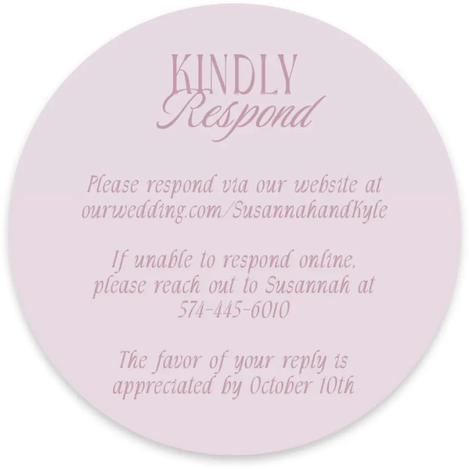 This is a 4" x 4" Wedding Invitation RSVP Postcard called Ornate Garden printed in full color on Luxe Satin paper