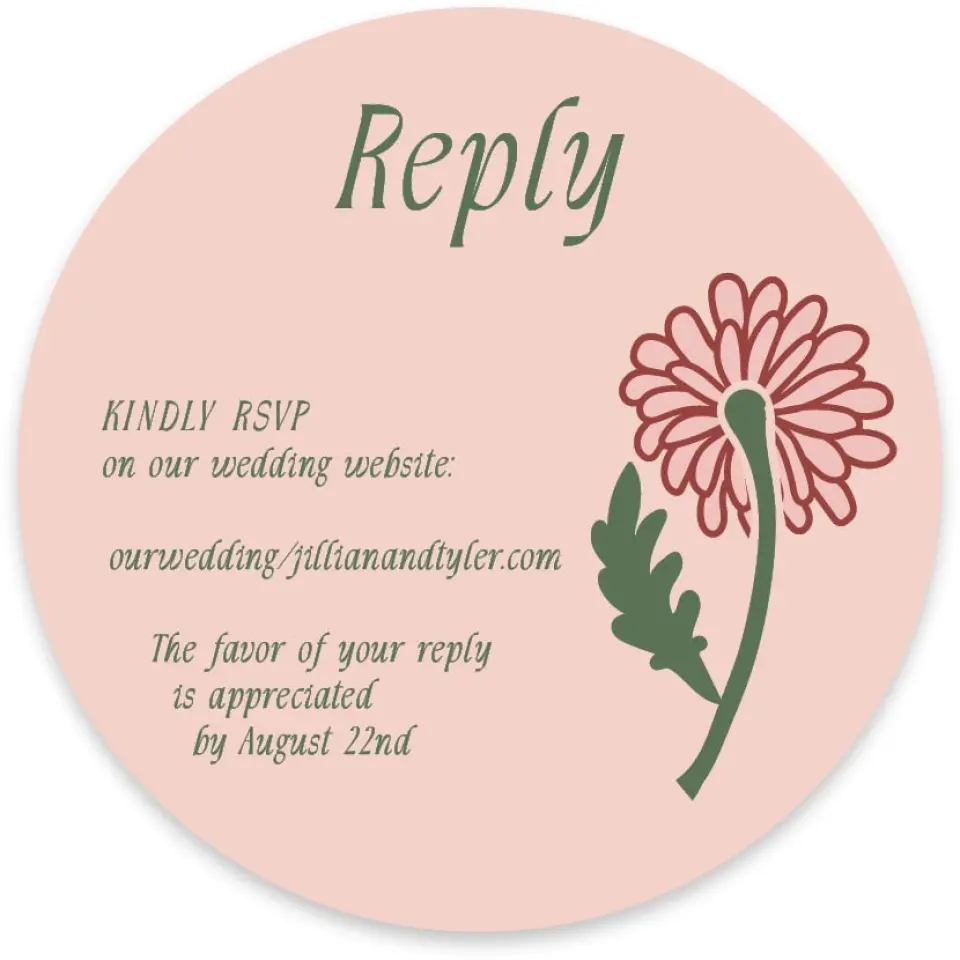 This is a 4" x 4" Wedding Invitation RSVP Postcard called Regal Garden printed in full color with Gold foil on Luxe Satin paper