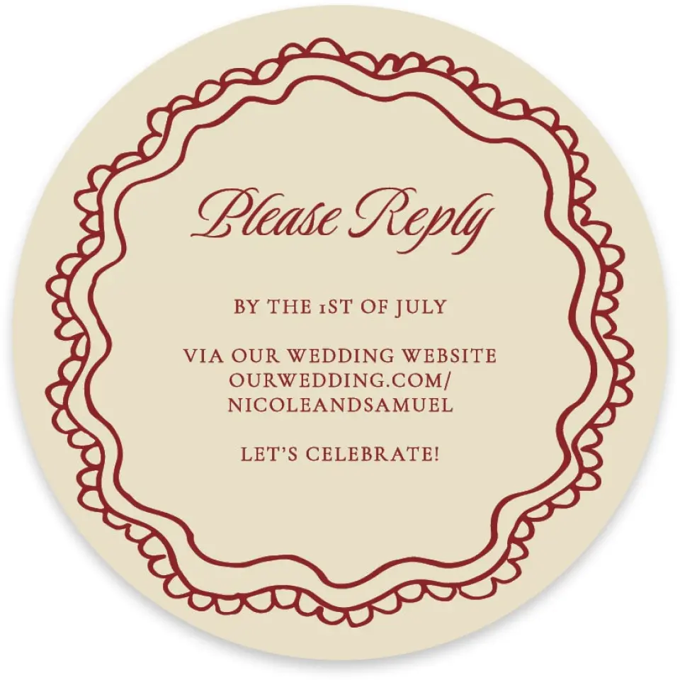 This is a 4" x 4" Wedding Invitation RSVP Postcard called Bloom & Crest printed in full color with Silver foil on Luxe Satin paper