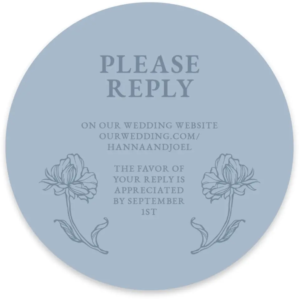 This is a 4" x 4" Wedding Invitation RSVP Postcard called Pressed Petals printed in full color with Silver foil on Luxe Satin paper