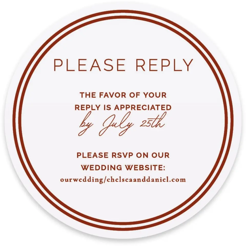 This is a 4" x 4" Wedding Invitation RSVP Postcard called The Chelsea printed in full color on Luxe Satin paper