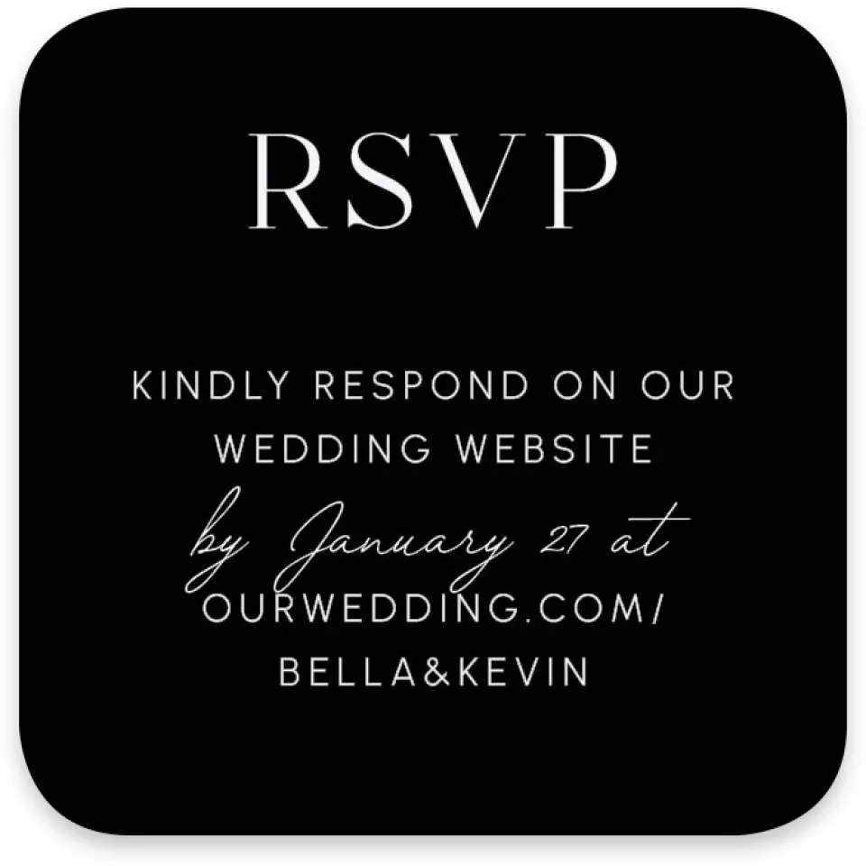 This is a 3¼" x 3¼" Wedding Invitation RSVP Postcard called The Isabella printed in full color on Luxe Satin paper