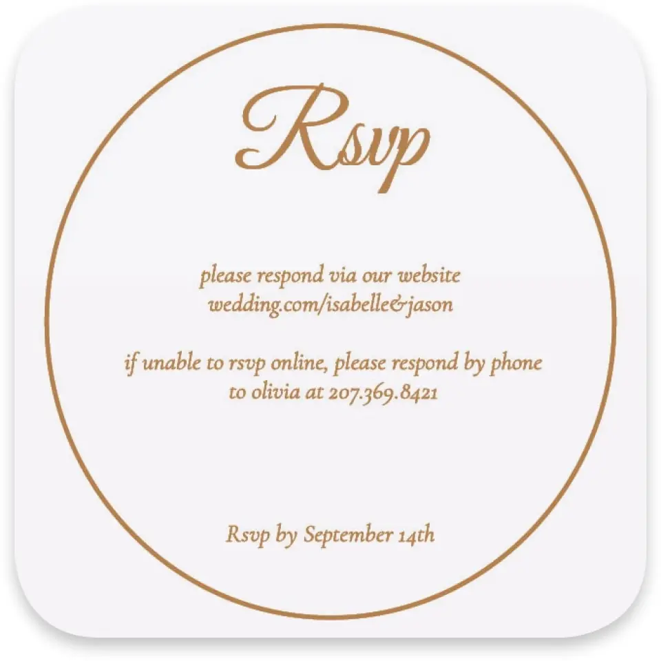 This is a 3¼" x 3¼" Wedding Invitation RSVP Postcard called Elegant Autumn printed in full color with Silver foil on Luxe Satin paper