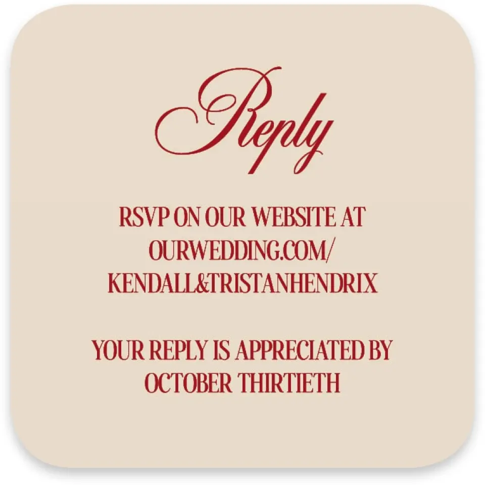 This is a 3¼" x 3¼" Wedding Invitation RSVP Postcard called Montecito printed in full color with Silver foil on Luxe Satin paper