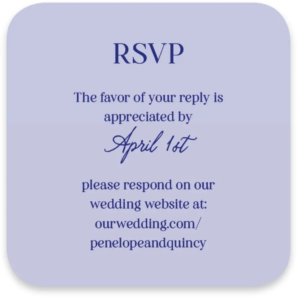 This is a 3¼" x 3¼" Wedding Invitation RSVP Postcard called Storybook Garden printed in full color on Luxe Satin paper