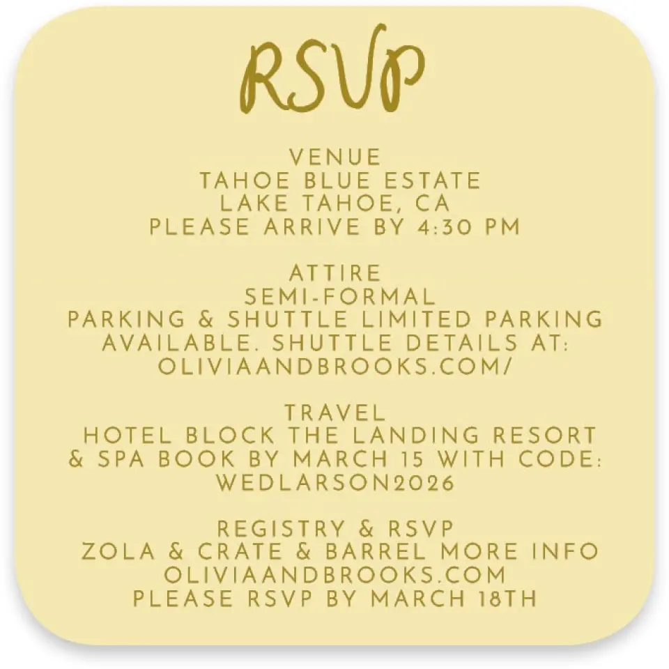 This is a 3¼" x 3¼" Wedding Invitation RSVP Postcard called Scalloped Elegance printed in full color on Luxe Satin paper