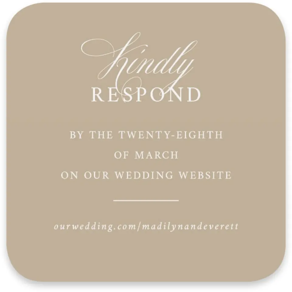 This is a 3¼" x 3¼" Wedding Invitation RSVP Postcard called Elegant Shell printed in full color with Silver foil on Luxe Satin paper