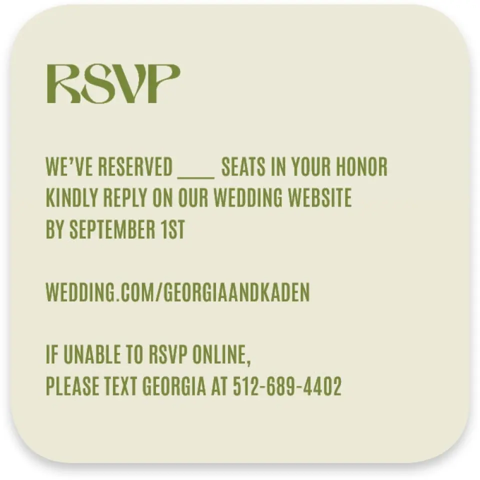 This is a 3¼" x 3¼" Wedding Invitation RSVP Postcard called Zephyr printed in full color on Luxe Satin paper