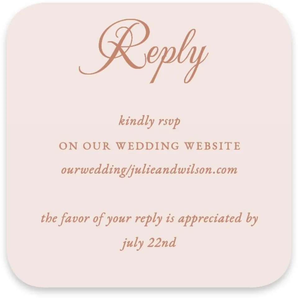 This is a 3¼" x 3¼" Wedding Invitation RSVP Postcard called Patterned Love printed in full color on Luxe Satin paper