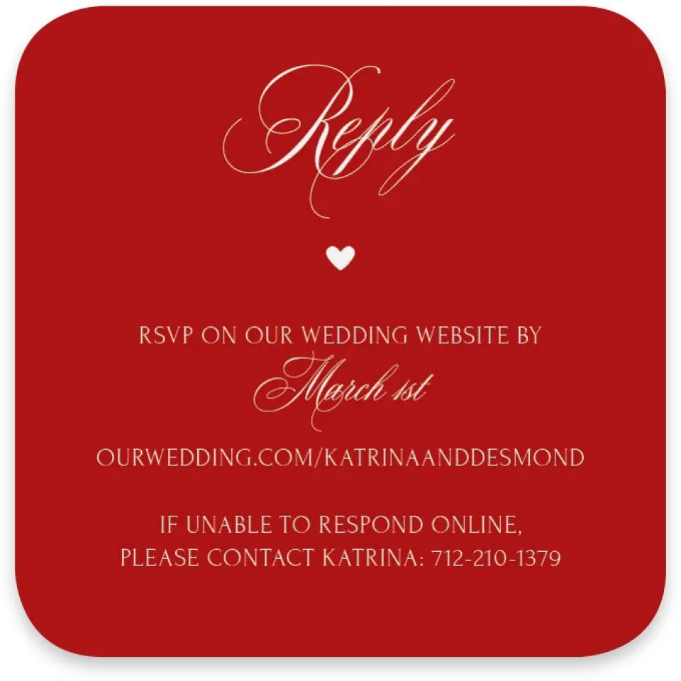 This is a 3¼" x 3¼" Wedding Invitation RSVP Postcard called Elevated Vegas printed in full color with Silver foil on Luxe Satin paper