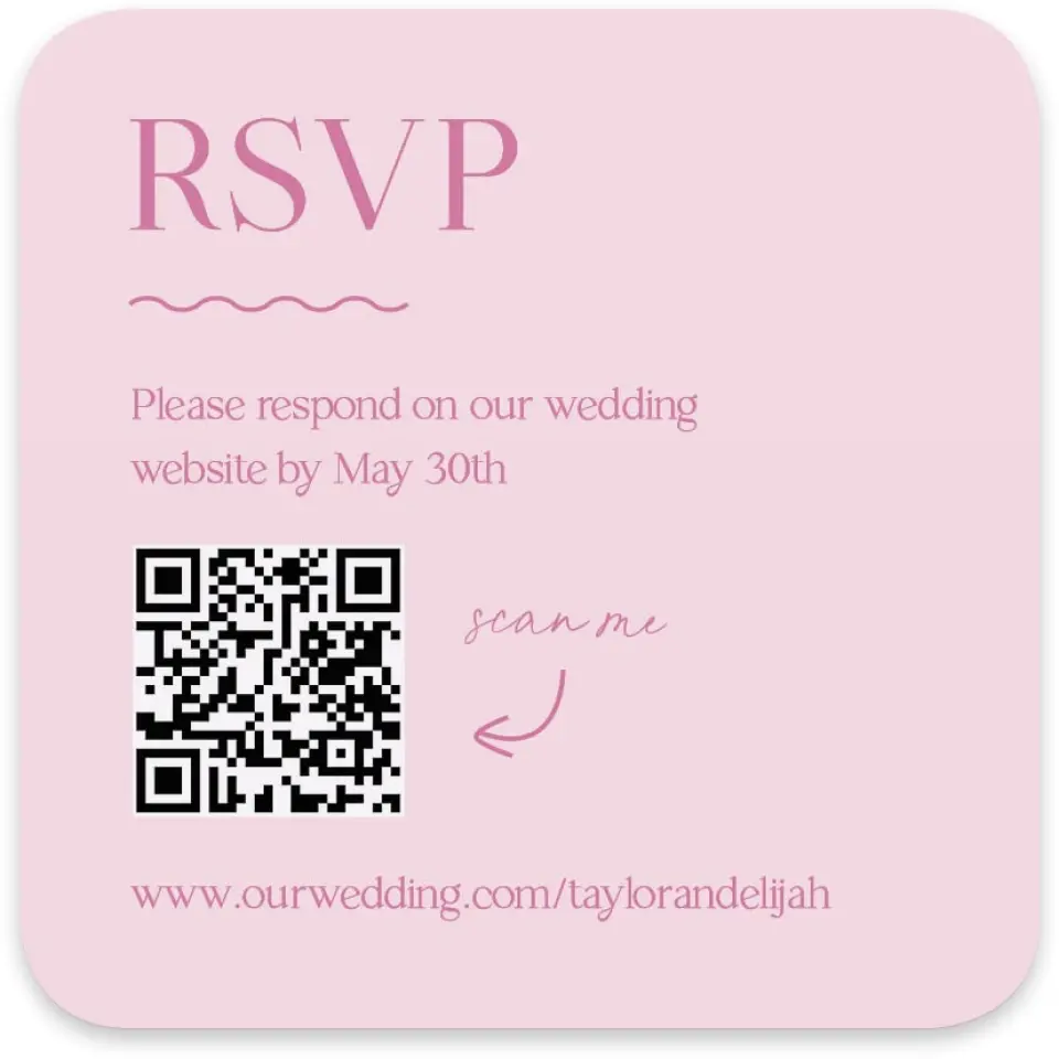 This is a 4" x 4" Wedding Invitation RSVP Postcard called The Taylor printed in full color on Luxe Satin paper