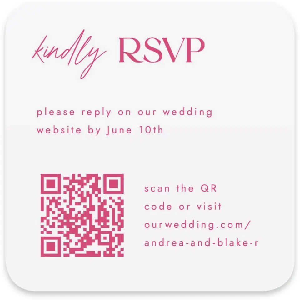 This is a 4" x 4" Wedding Invitation RSVP Postcard called The Andrea printed in full color on Luxe Satin paper