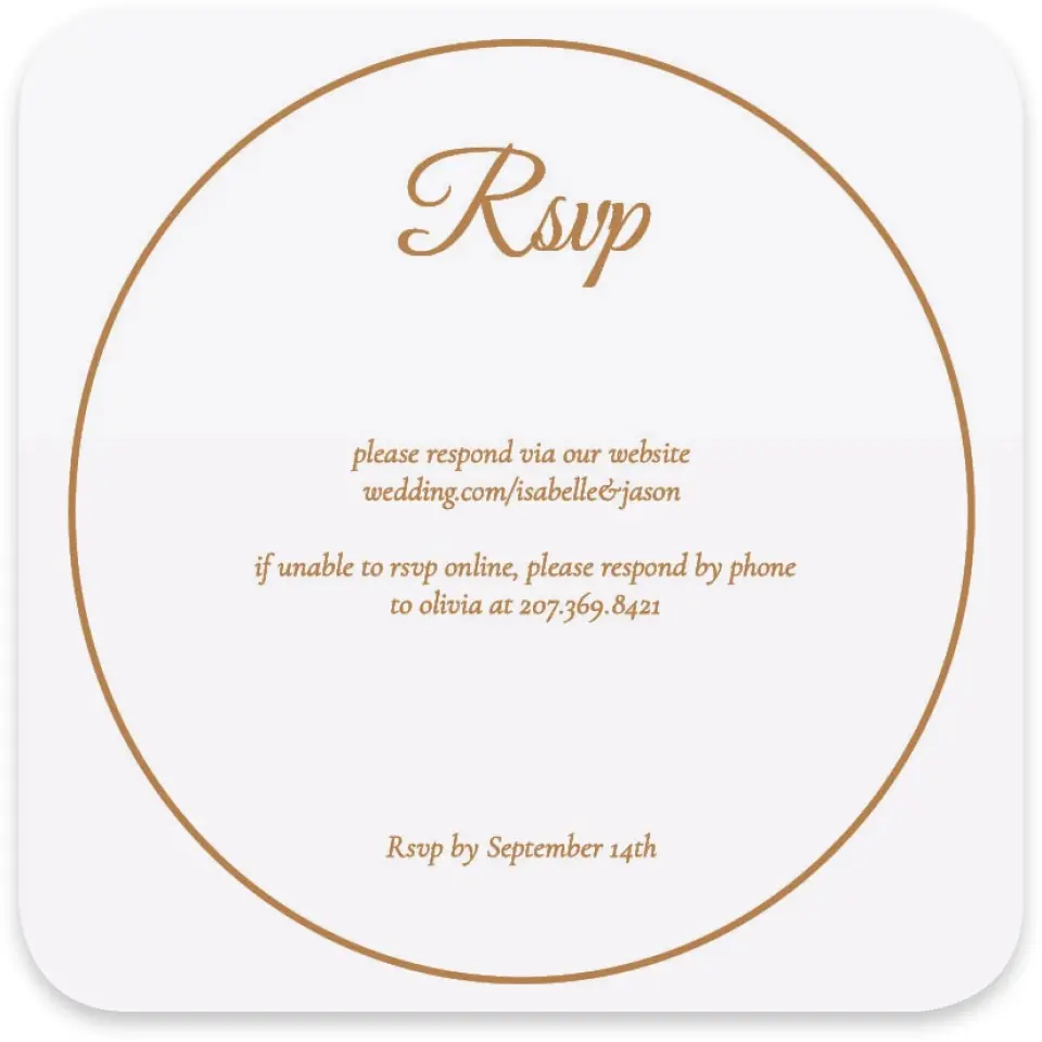This is a 4" x 4" Wedding Invitation RSVP Postcard called Elegant Autumn printed in full color on Luxe Satin paper