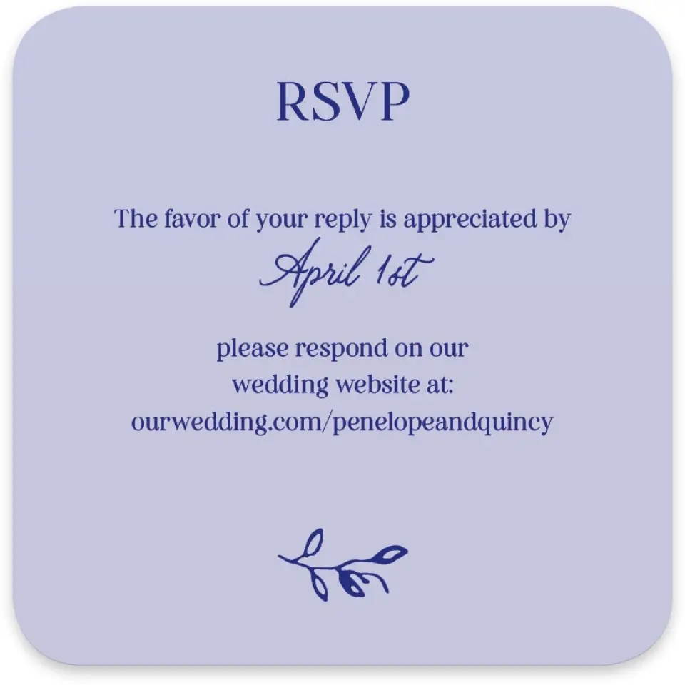 This is a 4" x 4" Wedding Invitation RSVP Postcard called Storybook Garden printed in full color on Luxe Satin paper