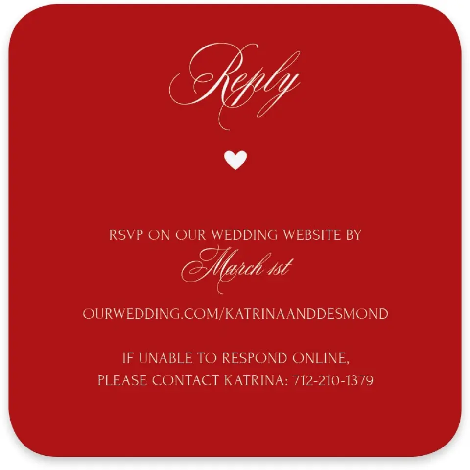 This is a 4" x 4" Wedding Invitation RSVP Postcard called Elevated Vegas printed in full color with Gold foil on Luxe Satin paper