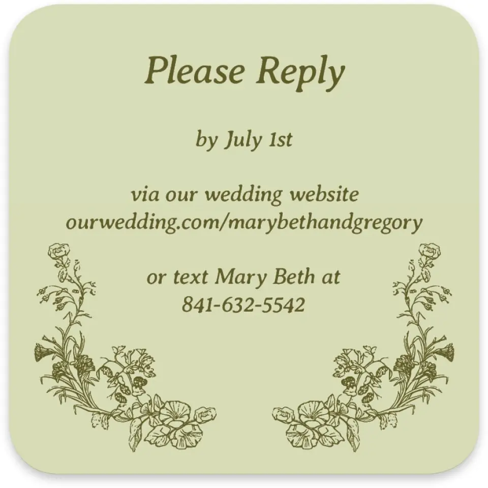 This is a 4" x 4" Wedding Invitation RSVP Postcard called Vintage Chinoiserie printed in full color with Gold foil on Luxe Satin paper