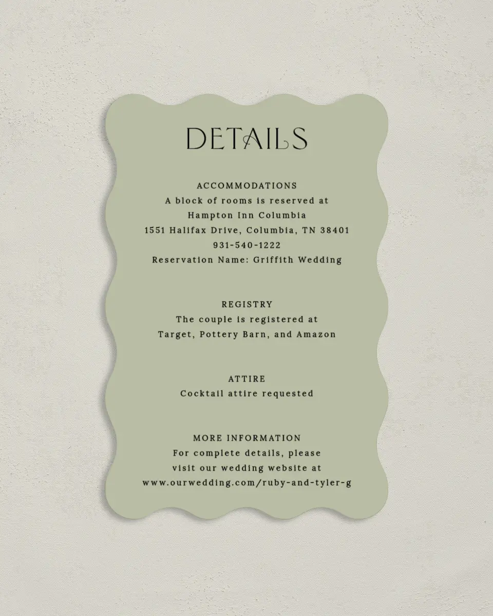 This is a 4" x 6" Wedding Invitation Enclosure Card called The Ruby printed in full color on Luxe Satin paper