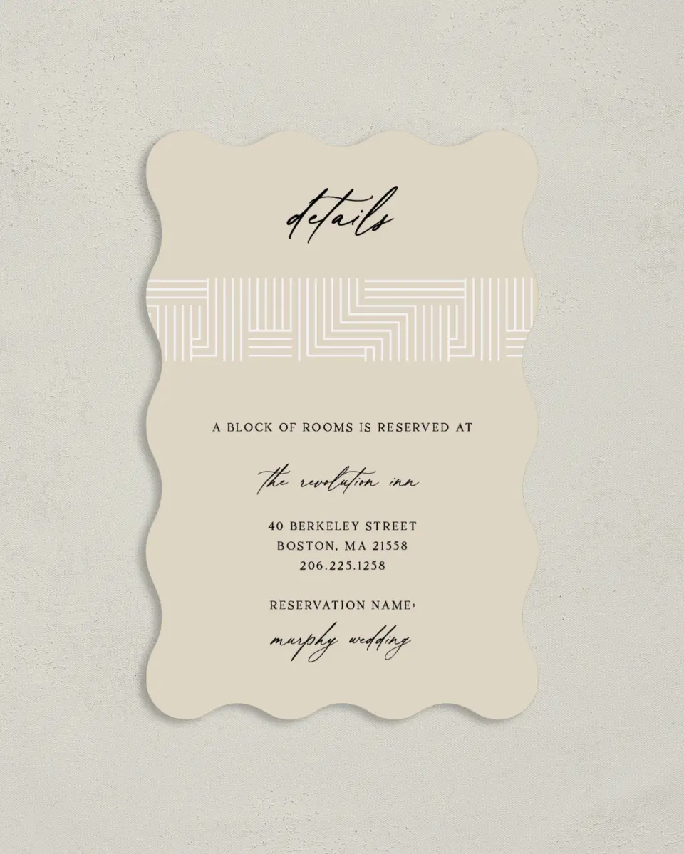 This is a 4" x 6" Wedding Invitation Enclosure Card called Love Maze printed in full color with Silver foil on Luxe Satin paper