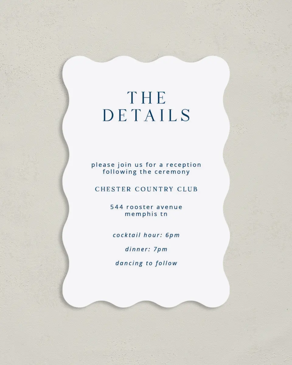 This is a 4" x 6" Wedding Invitation Enclosure Card called The Addison printed in full color on Luxe Satin paper