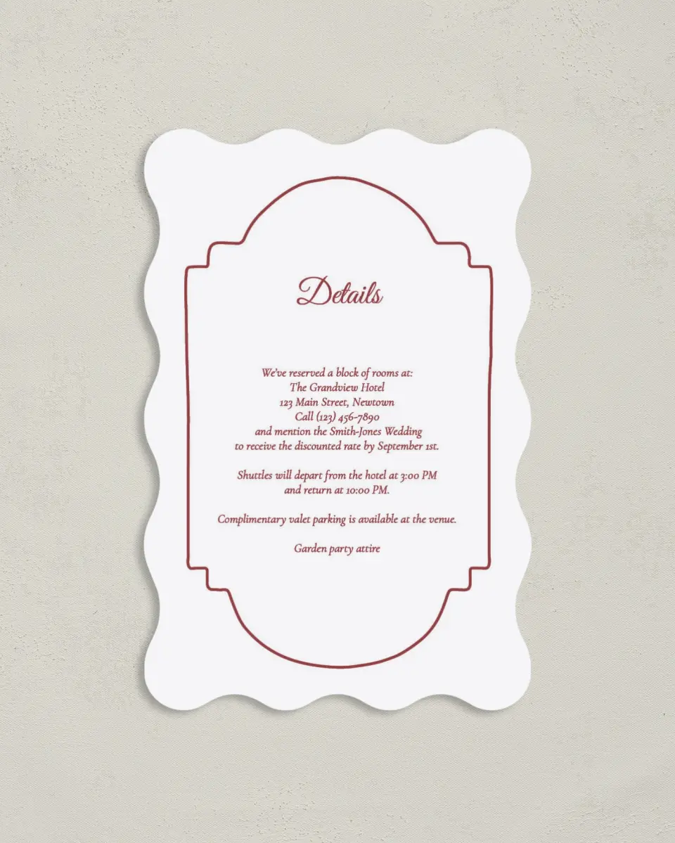 This is a 4" x 6" Wedding Invitation Enclosure Card called Elegant Autumn printed in full color on Luxe Satin paper