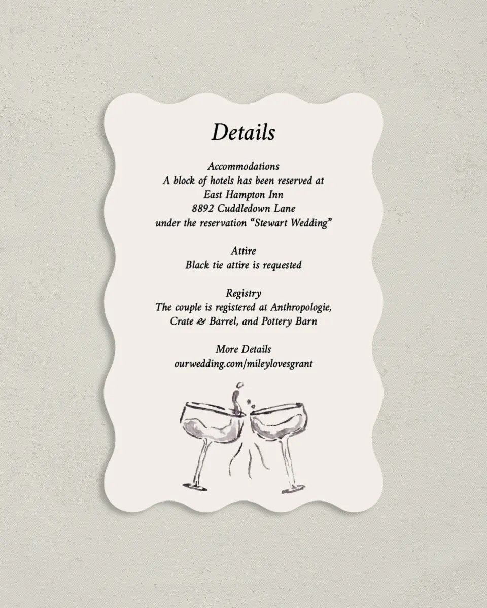 This is a 4" x 6" Wedding Invitation Enclosure Card called Mi Amor printed in full color on Luxe Satin paper