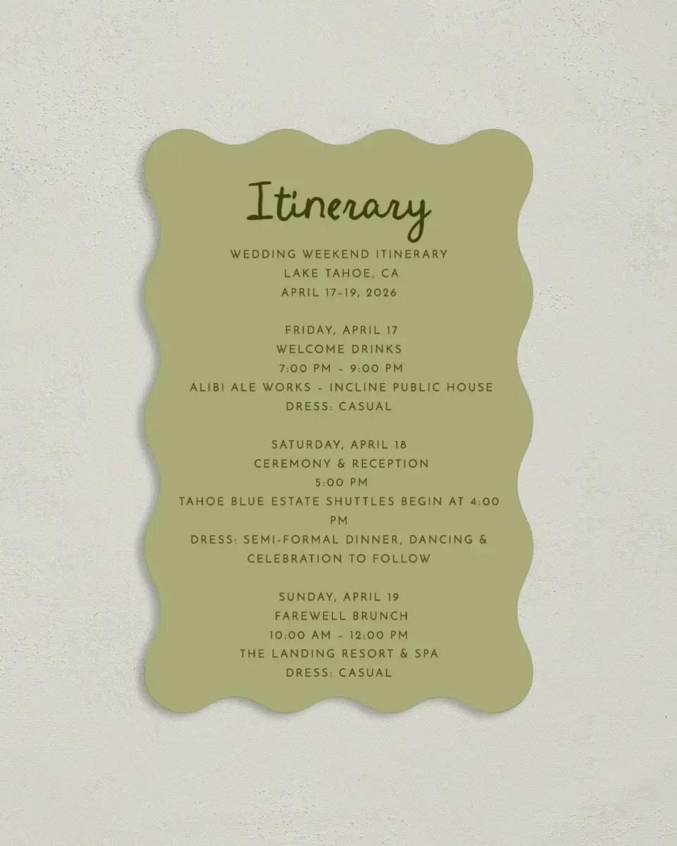 This is a 4" x 6" Wedding Invitation Enclosure Card called Scalloped Elegance printed in full color on Luxe Satin paper