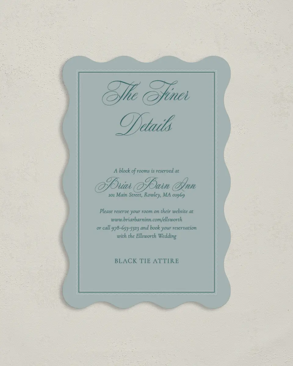 This is a 4" x 6" Wedding Invitation Enclosure Card called Delicate Vintage printed in full color on Luxe Satin paper