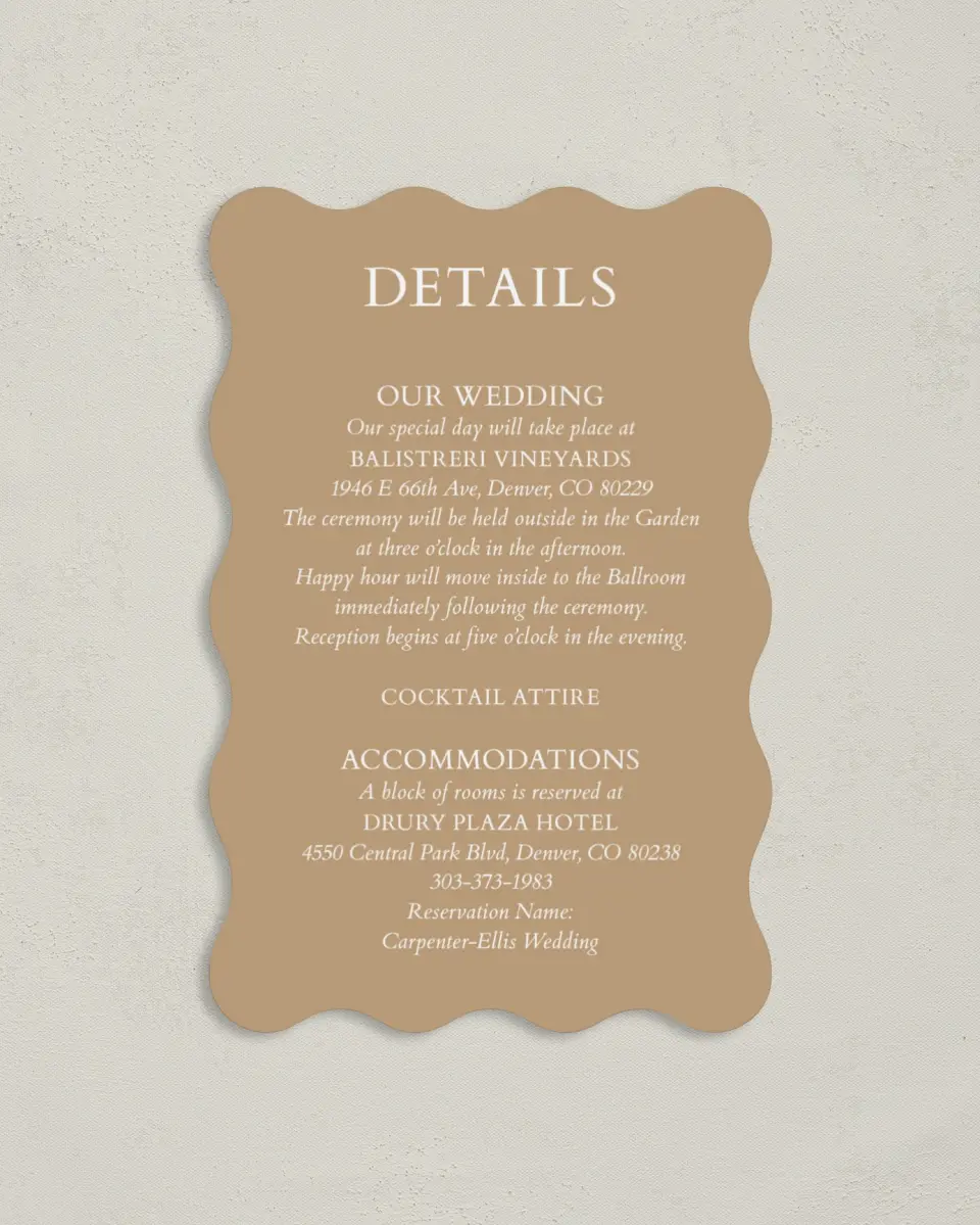 This is a 4" x 6" Wedding Invitation Enclosure Card called Soft Branchlets printed in full color on Luxe Satin paper