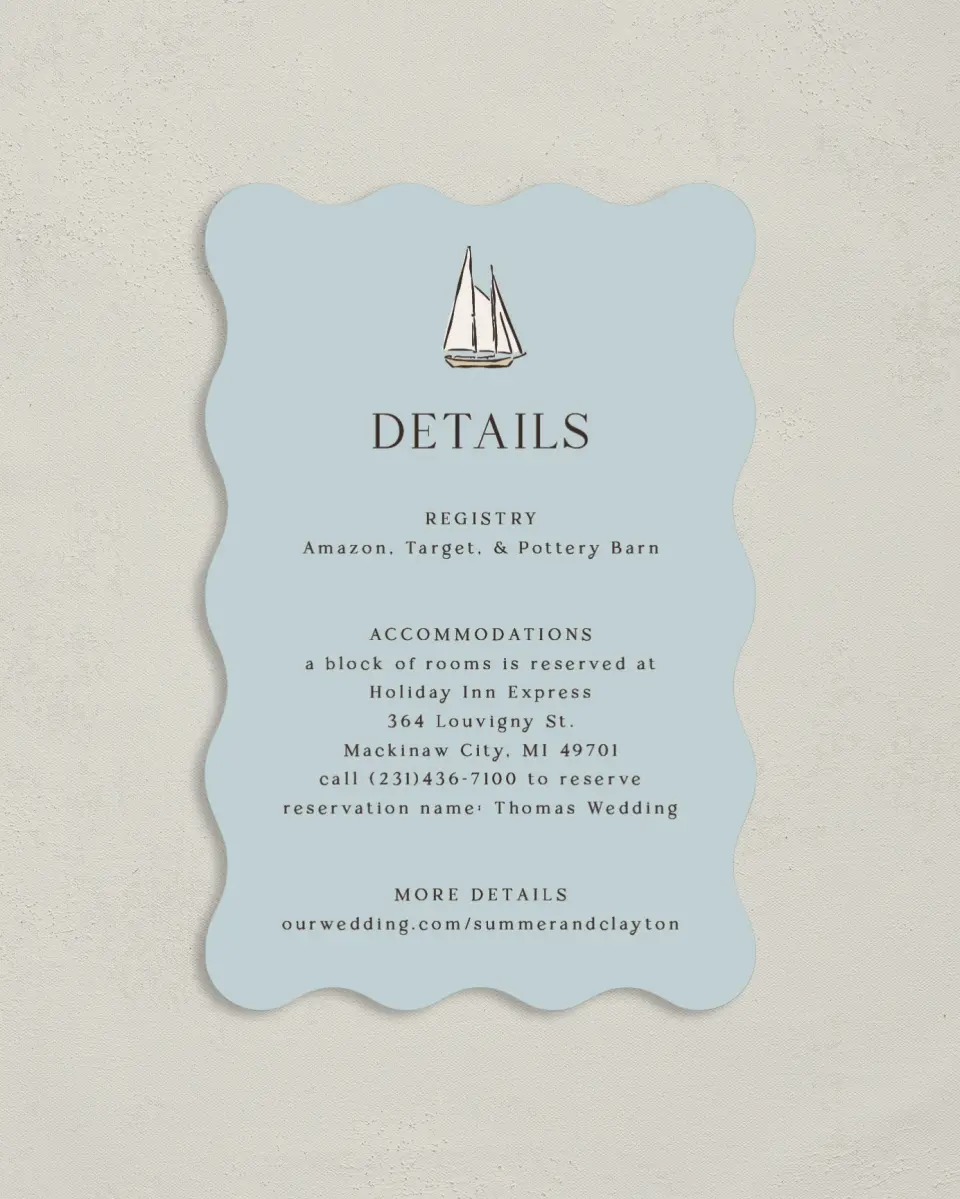 This is a 4" x 6" Wedding Invitation Enclosure Card called Beacon of Love printed in full color on Luxe Satin paper