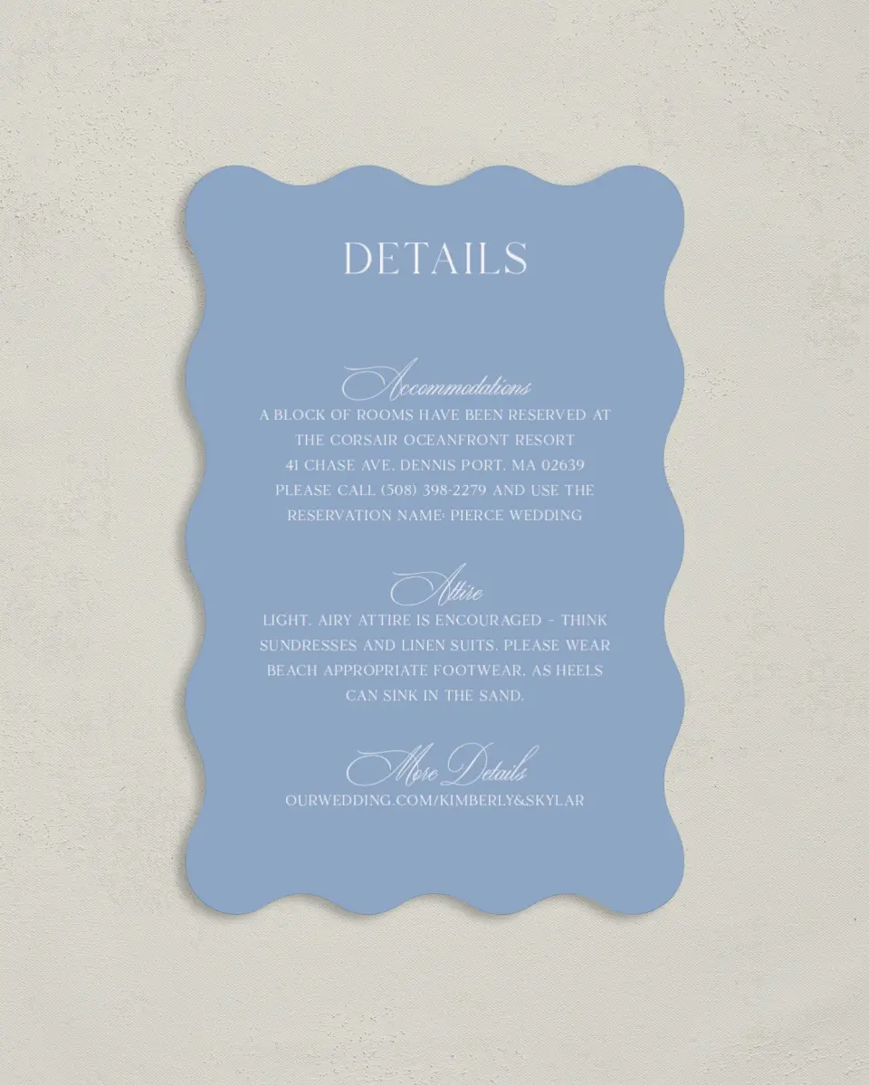 This is a 4" x 6" Wedding Invitation Enclosure Card called Woven Serenity printed in full color on Luxe Satin paper