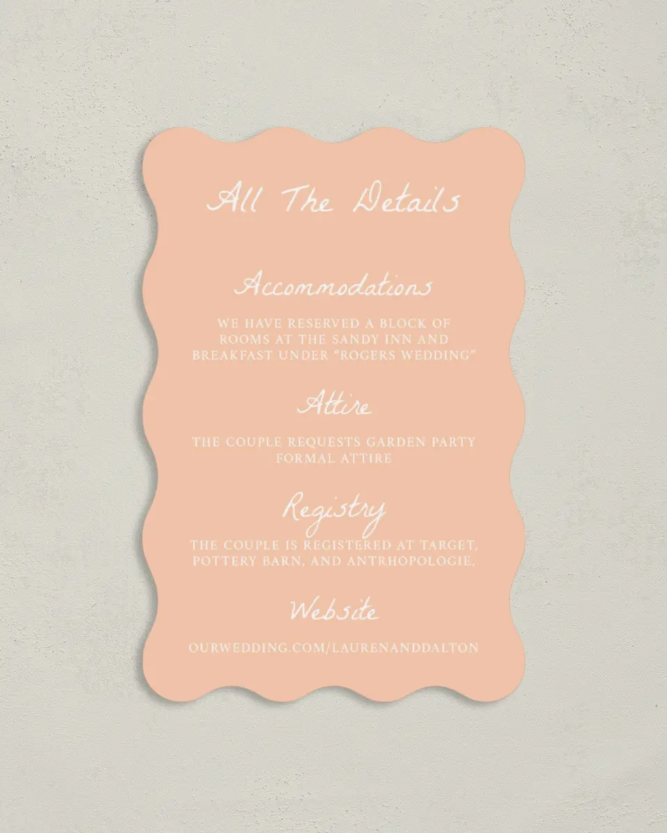 This is a 4" x 6" Wedding Invitation Enclosure Card called Ever After Blooms printed in full color on Luxe Satin paper