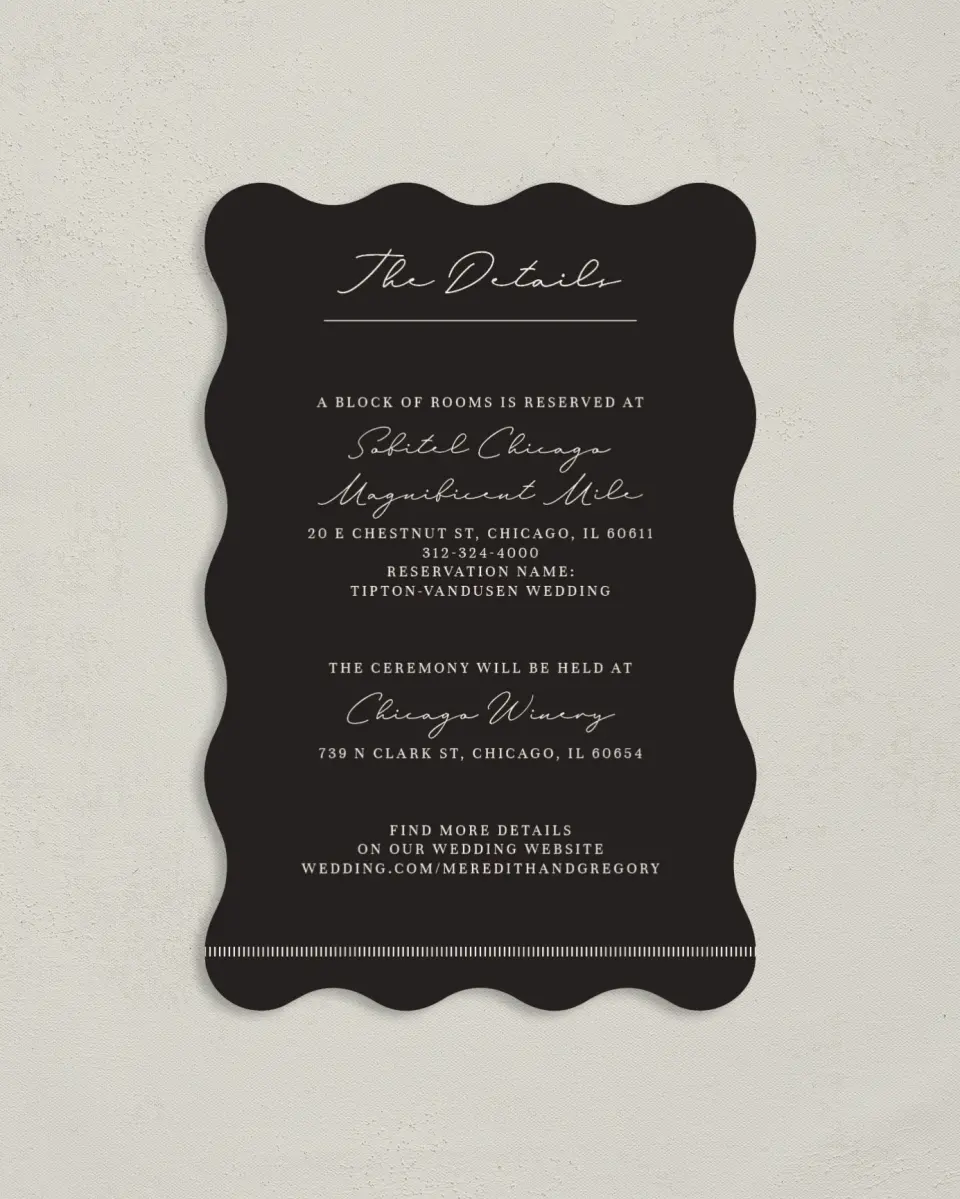 This is a 4" x 6" Wedding Invitation Enclosure Card called Opulent Endearment printed in full color with Gold foil on Luxe Satin paper