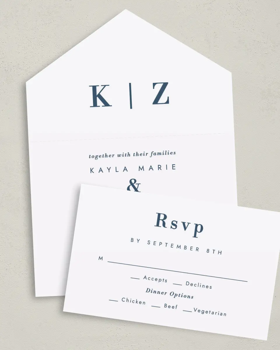 This is a 6" x 4½" All-in-One Wedding Invitation called Perfect Picture printed in full color on Premium Smooth paper