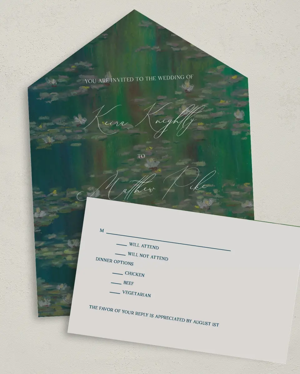 This is a 6" x 4½" All-in-One Wedding Invitation called Bridge To Love printed in full color on Premium Smooth paper