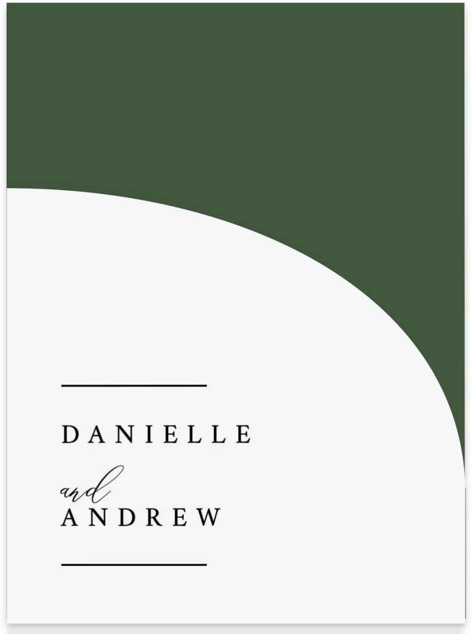 This is a 5¼" x 7.125" Folded Stacked Wedding Invitation called All for Love printed in full color on Luxe Satin (coated) paper