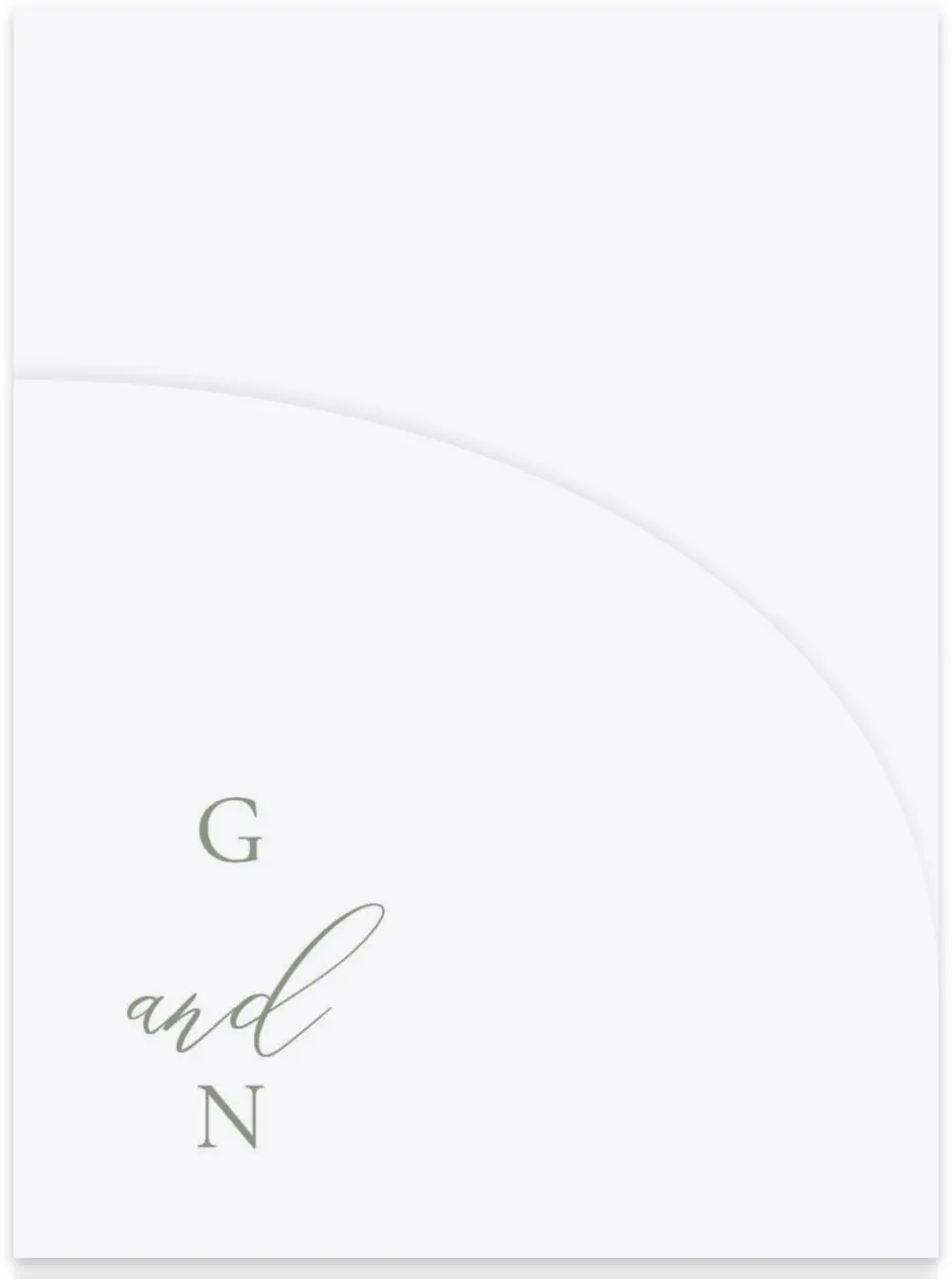 This is a 5¼" x 7.125" Folded Stacked Wedding Invitation called Minimalist Type printed in full color on Luxe Satin (coated) paper
