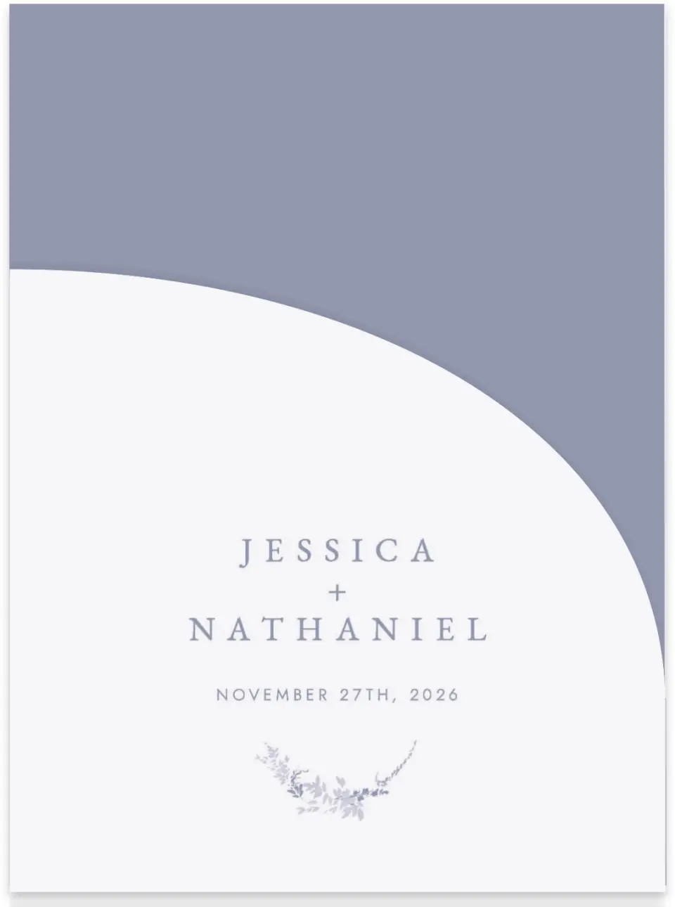 This is a 5¼" x 7.125" Folded Stacked Wedding Invitation called Dainty Wreath printed in full color on Luxe Satin (coated) paper